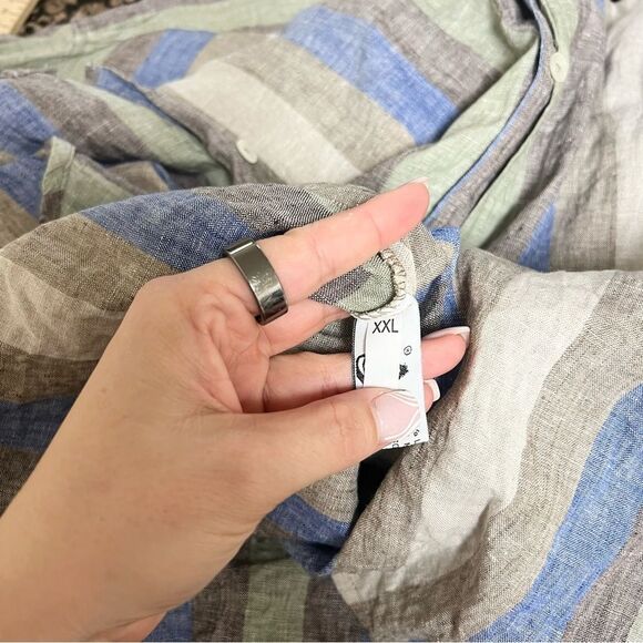 Idillio Positano 100% Linen Mens Long Sleeve Stripe Shirt Size XXL Made in Italy - Picture 6 of 7